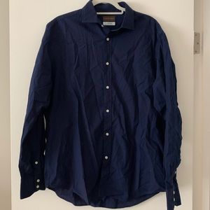 Men’s Thomas Dean Navy Blue Button Down Size L